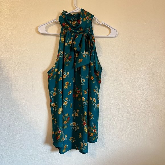 NY&C TALL BOW-NECK HALTERNECK BLOUSE, SIZE M - Picture 2 of 14